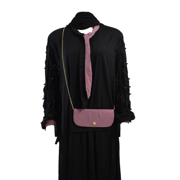 Sahira Abaya with Bag Black & Purple SH1007